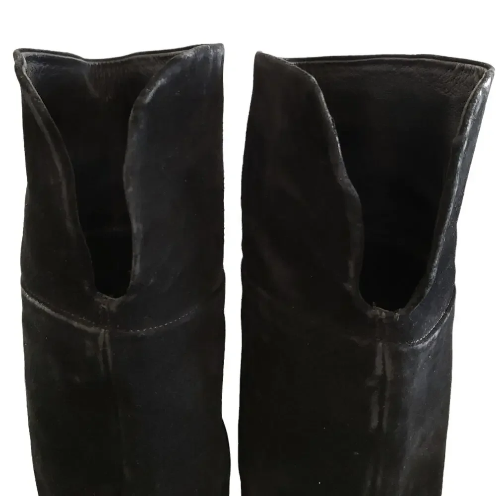 RAG & BONE Ashby suede leather black casual over the knee block heel boots 37 7